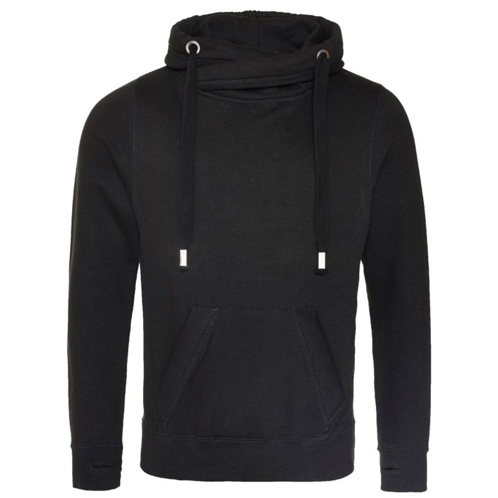 AWDis Hoods Mens Cross Neck Hoodie / Jet Black